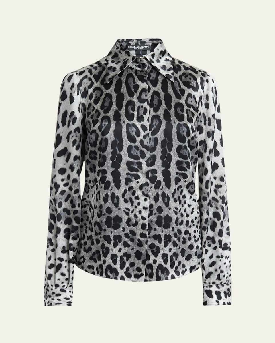 Animal Print Button Down Blouse